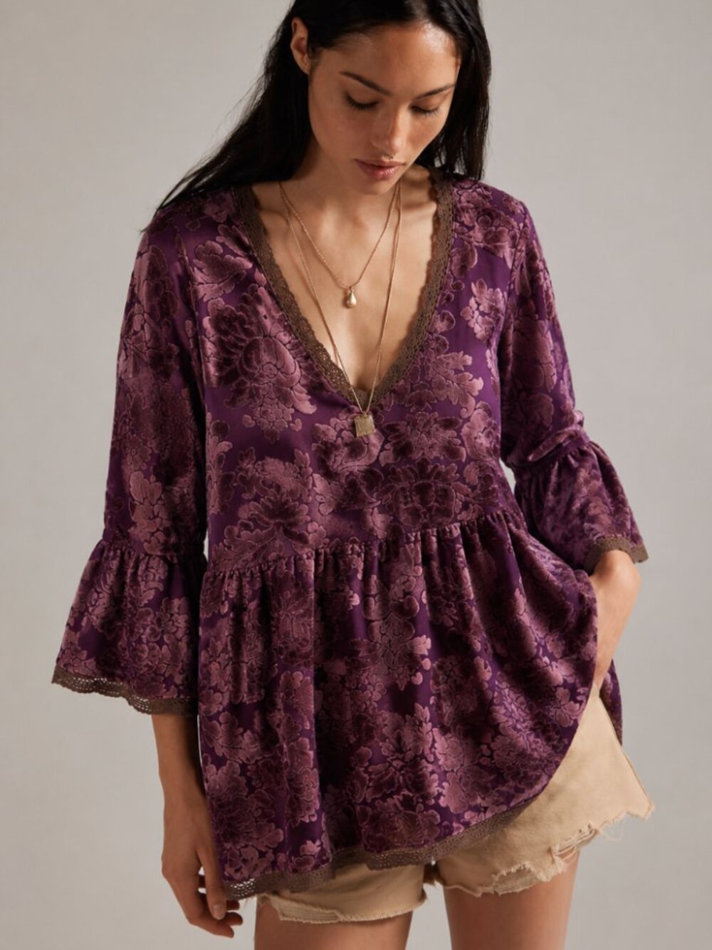 POL BURNOUT VELOUR TUNIC